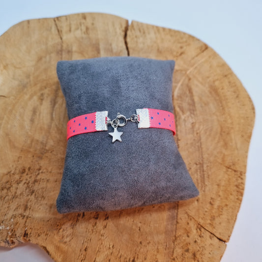 Bracelet manchette ruban satin étoile ZOE