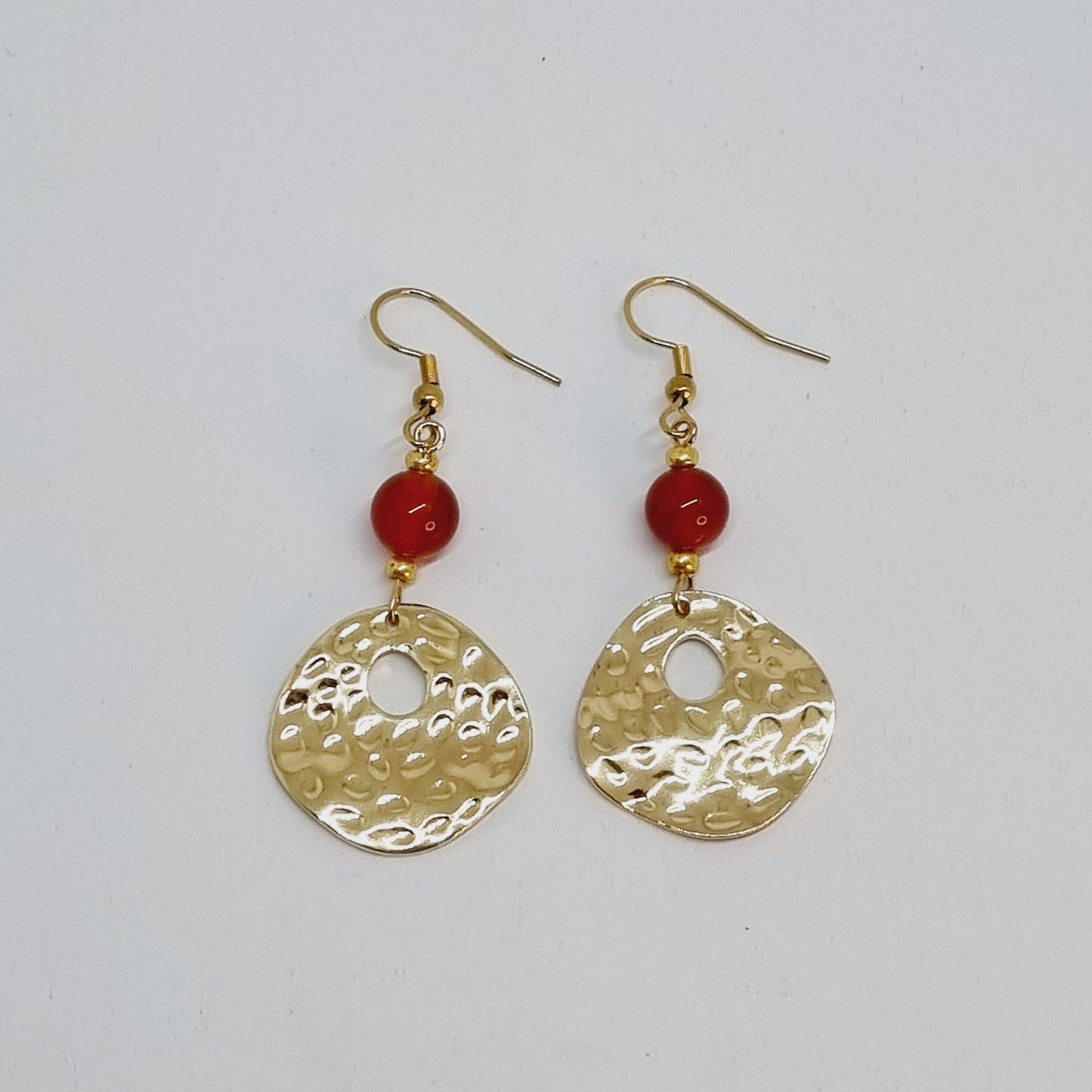 Boucles d'oreilles pendantes dorée cornaline HORUS