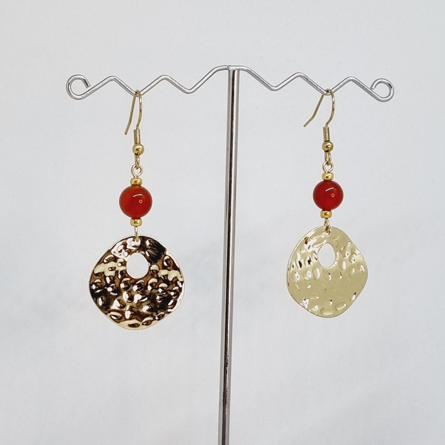 Boucles d'oreilles pendantes dorée cornaline HORUS