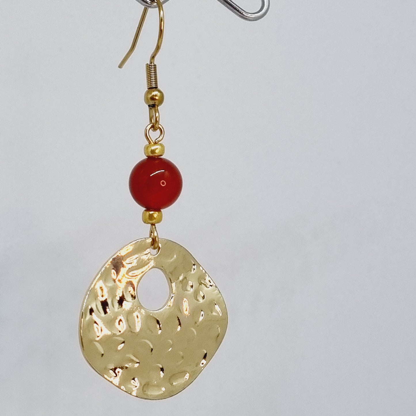 Boucles d'oreilles pendantes dorée cornaline HORUS