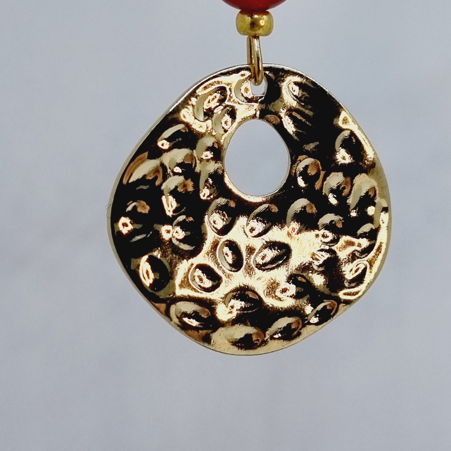 Boucles d'oreilles pendantes dorée cornaline HORUS