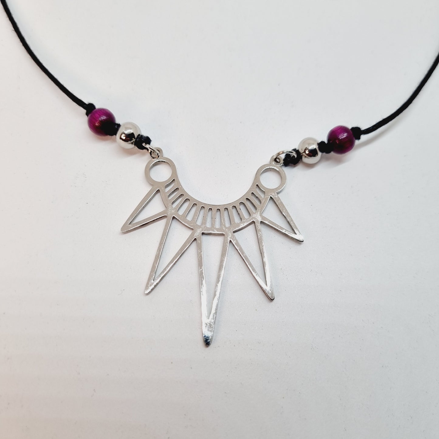 Collier ethnique acier et bois INAYA
