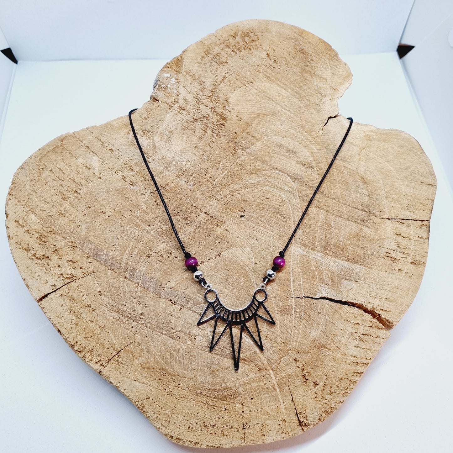 Collier ethnique acier et bois INAYA