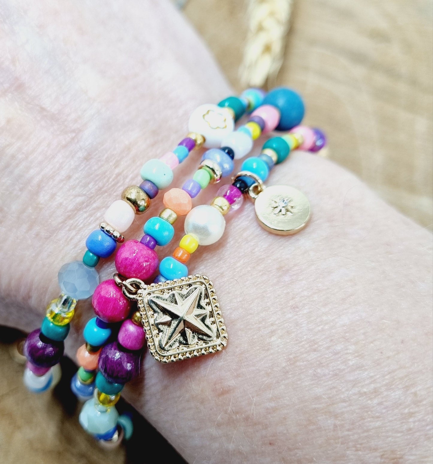 Collier sautoir multi perles transformable bracelet Lorelei