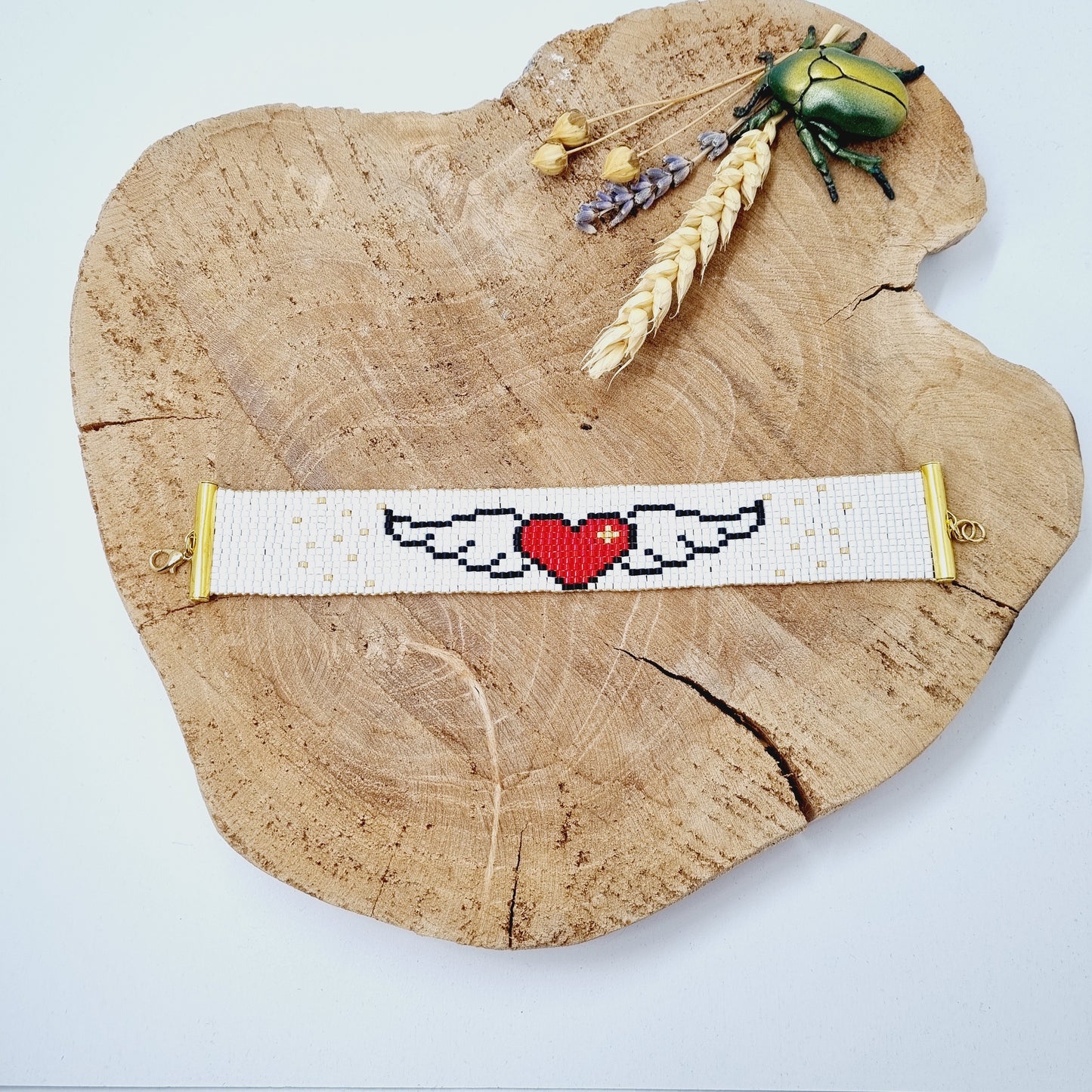 Bracelet tissé perles japonaises Angel Heart
