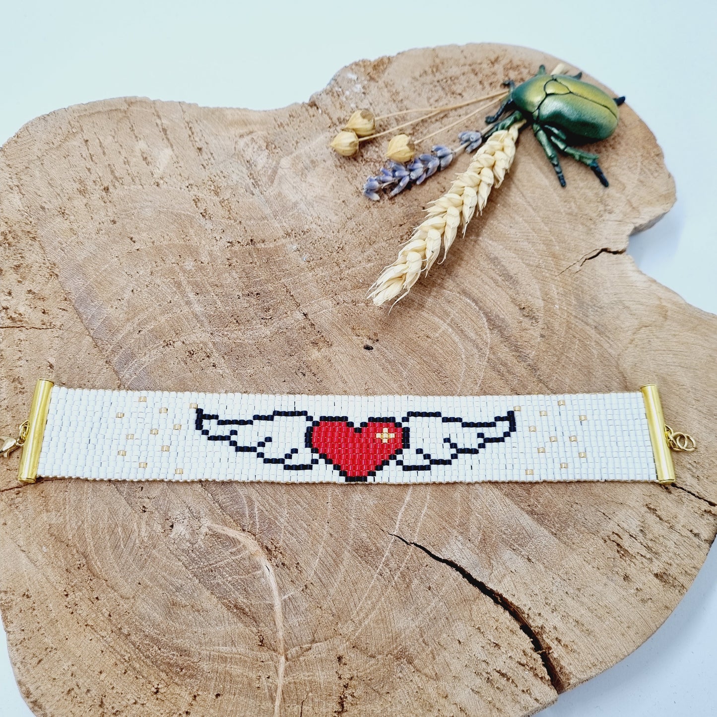 Bracelet tissé perles japonaises Angel Heart