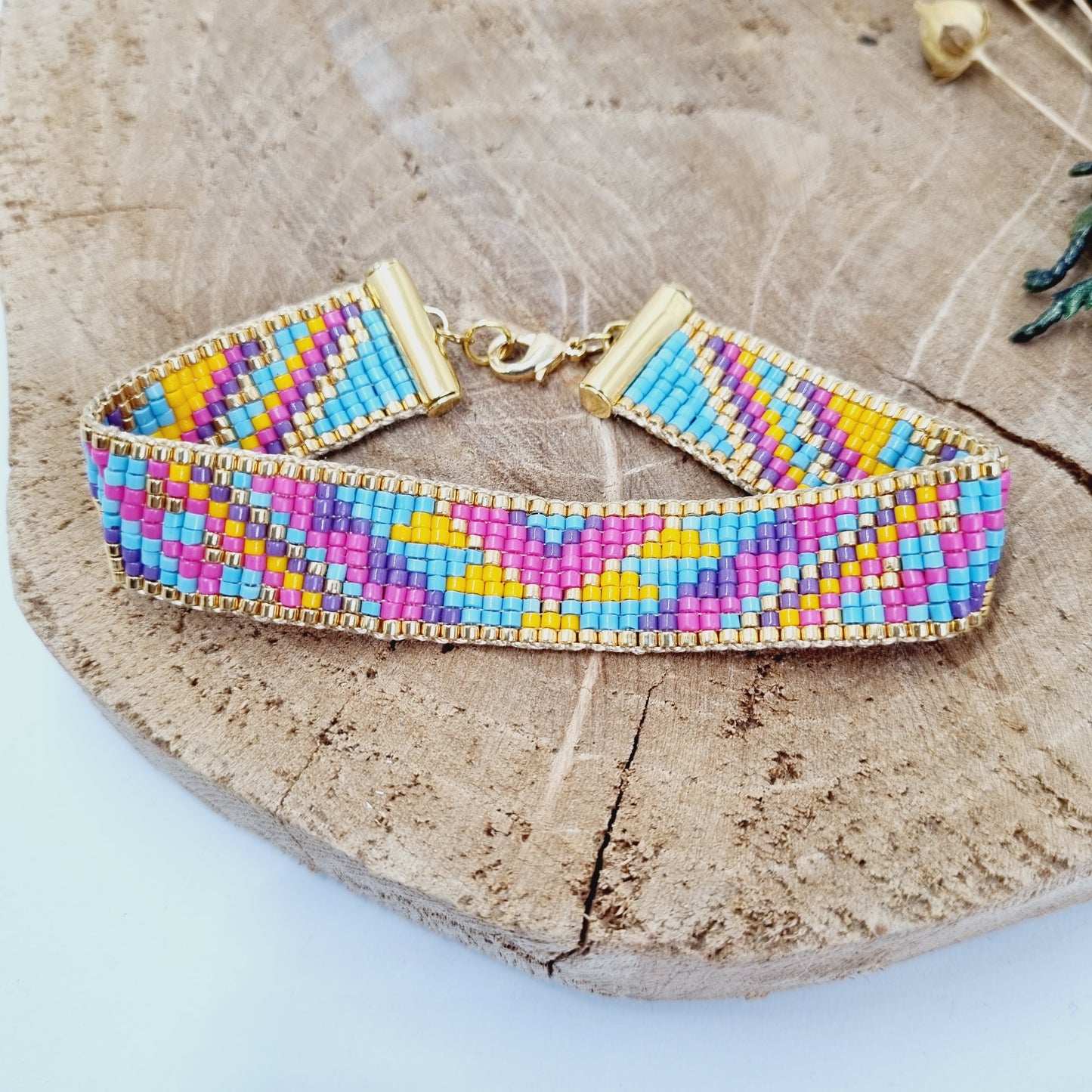 Bracelet manchette perles tissées MOANA