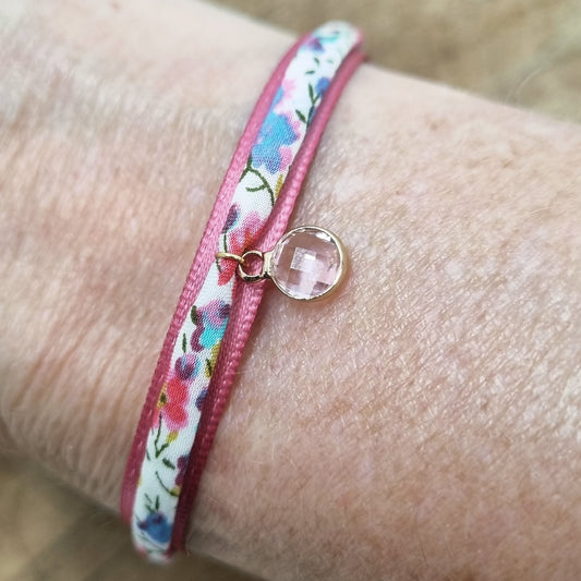 Bracelet cordon tissu liberty rose LILLY
