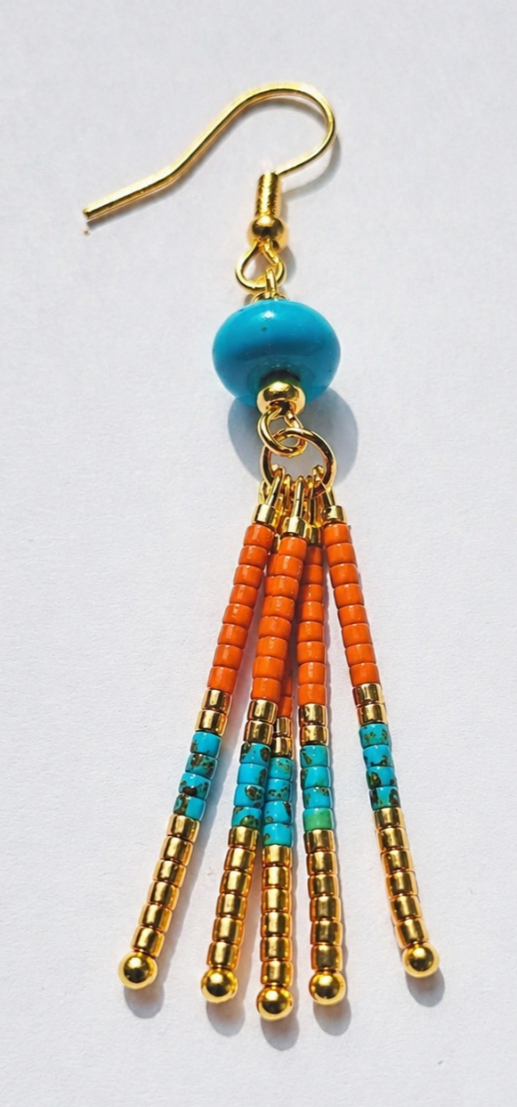 Boucles d'oreilles turquoise et doré BAYA