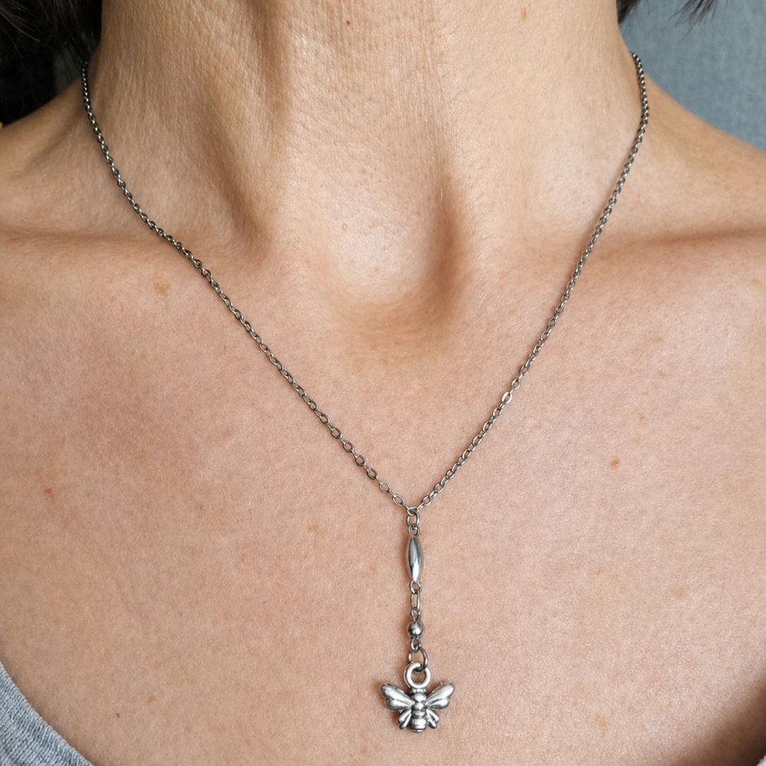Collier chaîne acier abeille ADELE