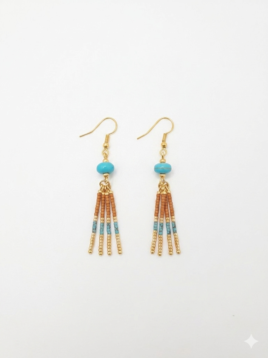 Boucles d'oreilles turquoise et doré BAYA