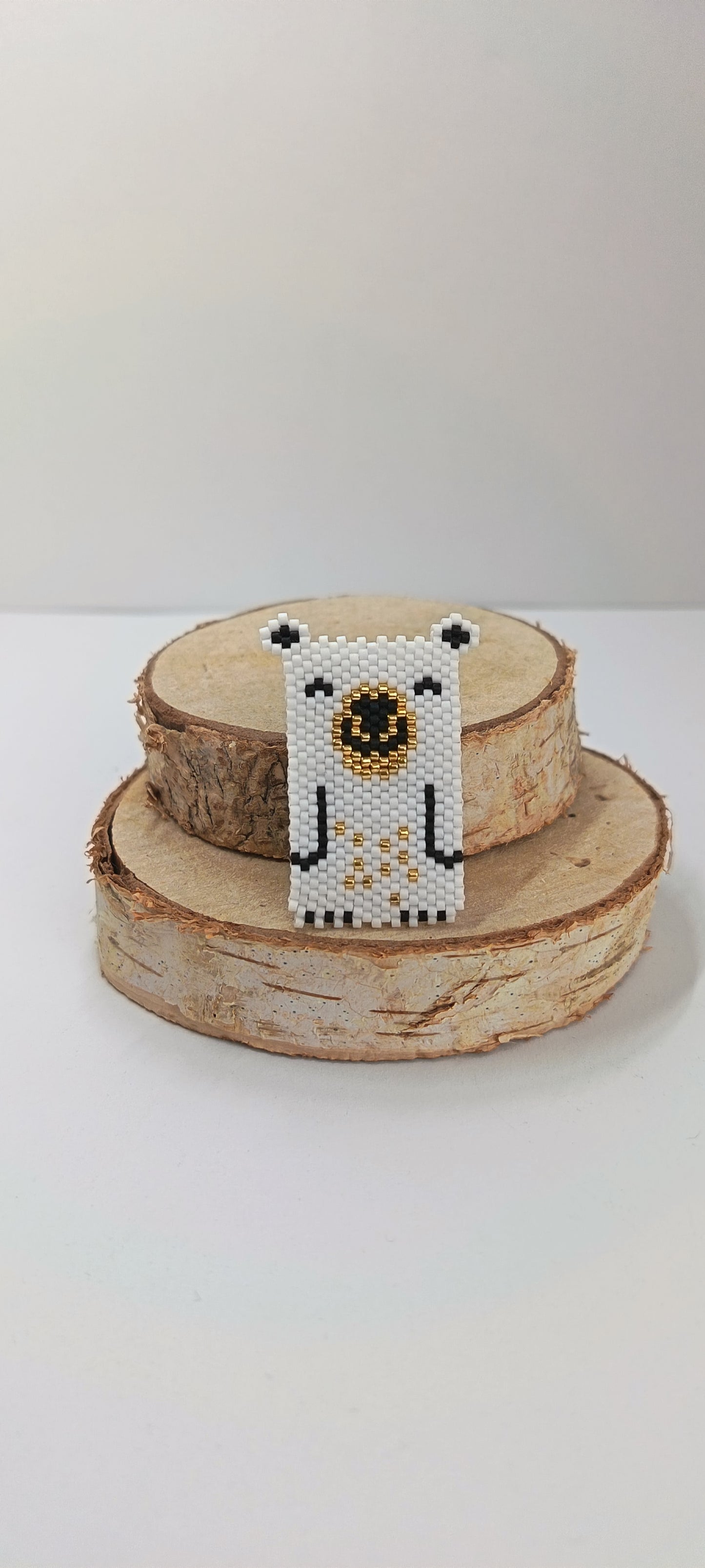 Broche en perles Ours blanc