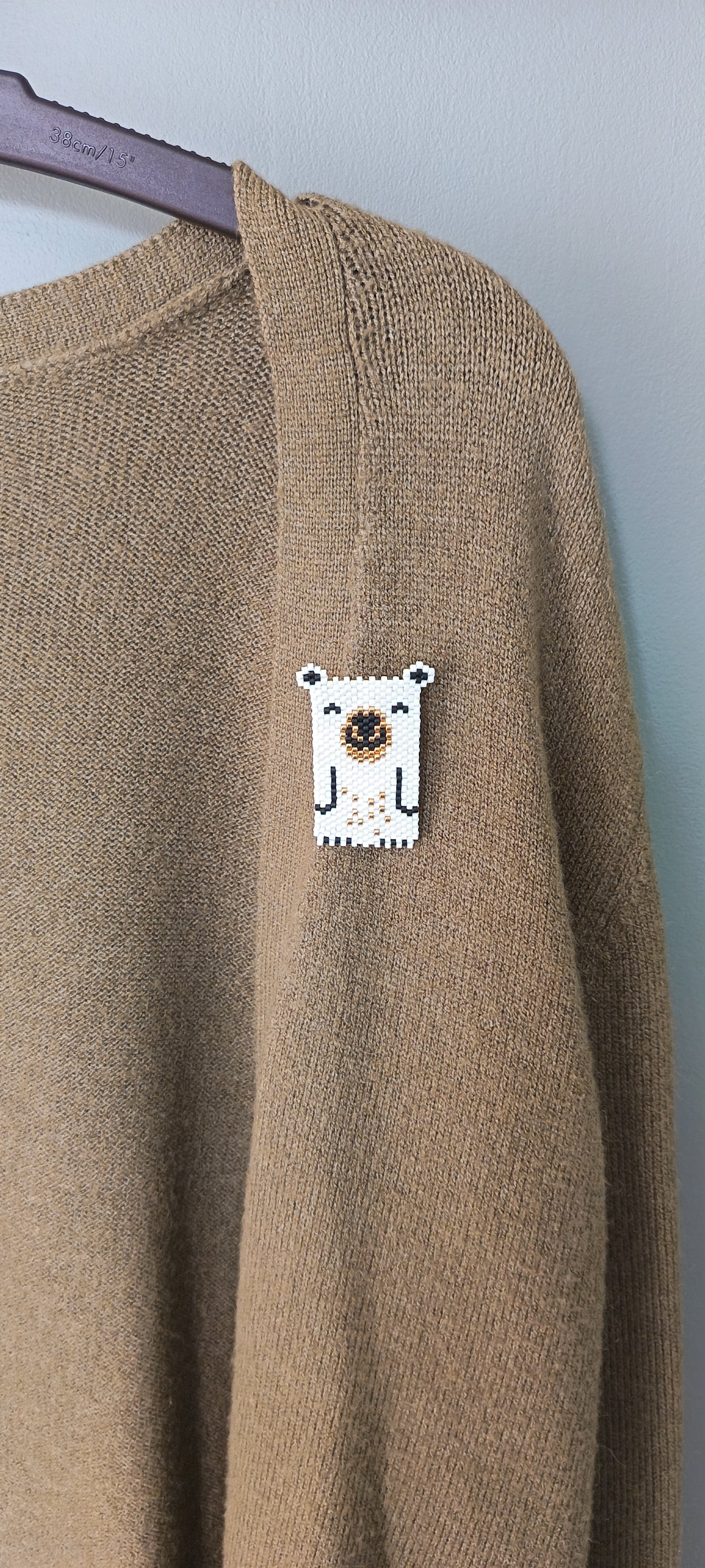 Broche en perles Ours blanc