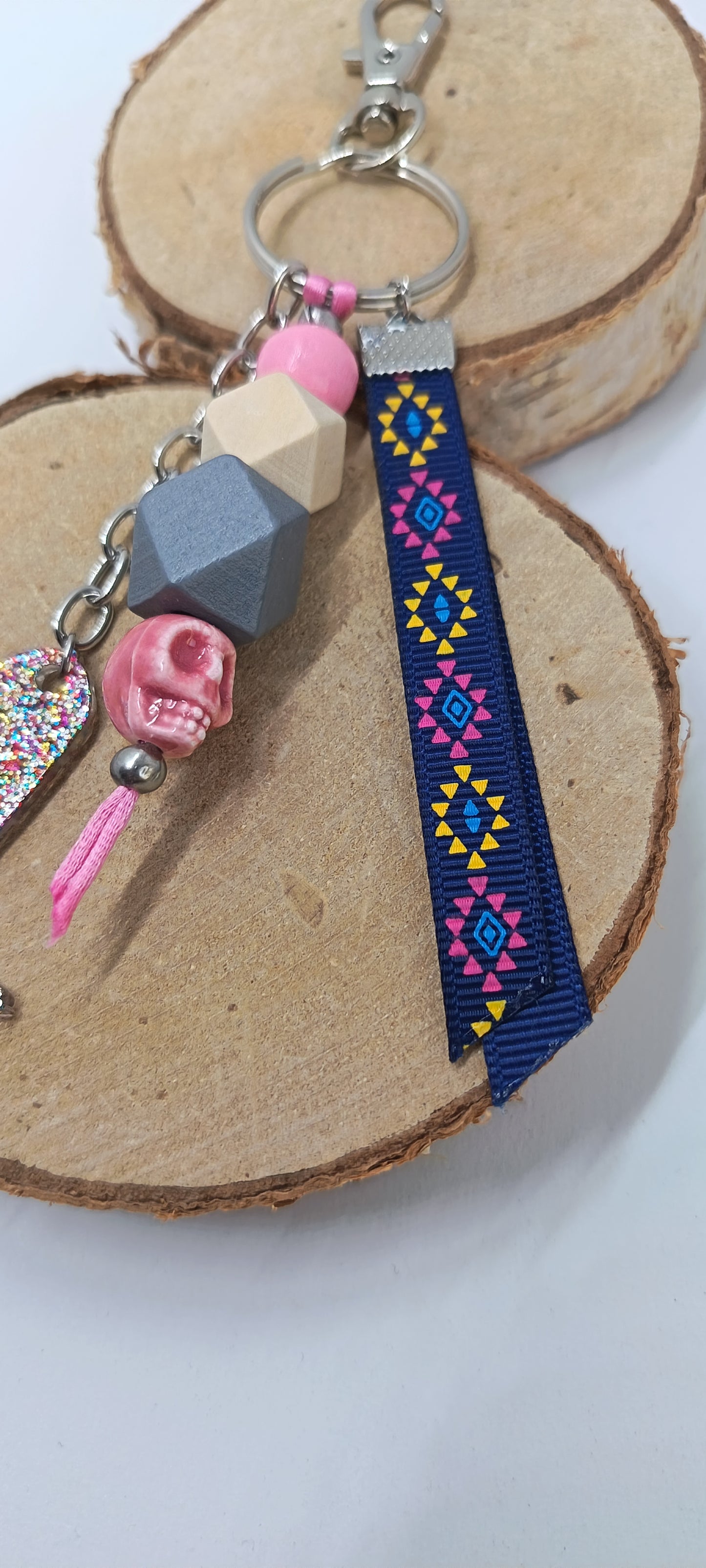 Porte clé bijou de sac rose pailletée Western Girl