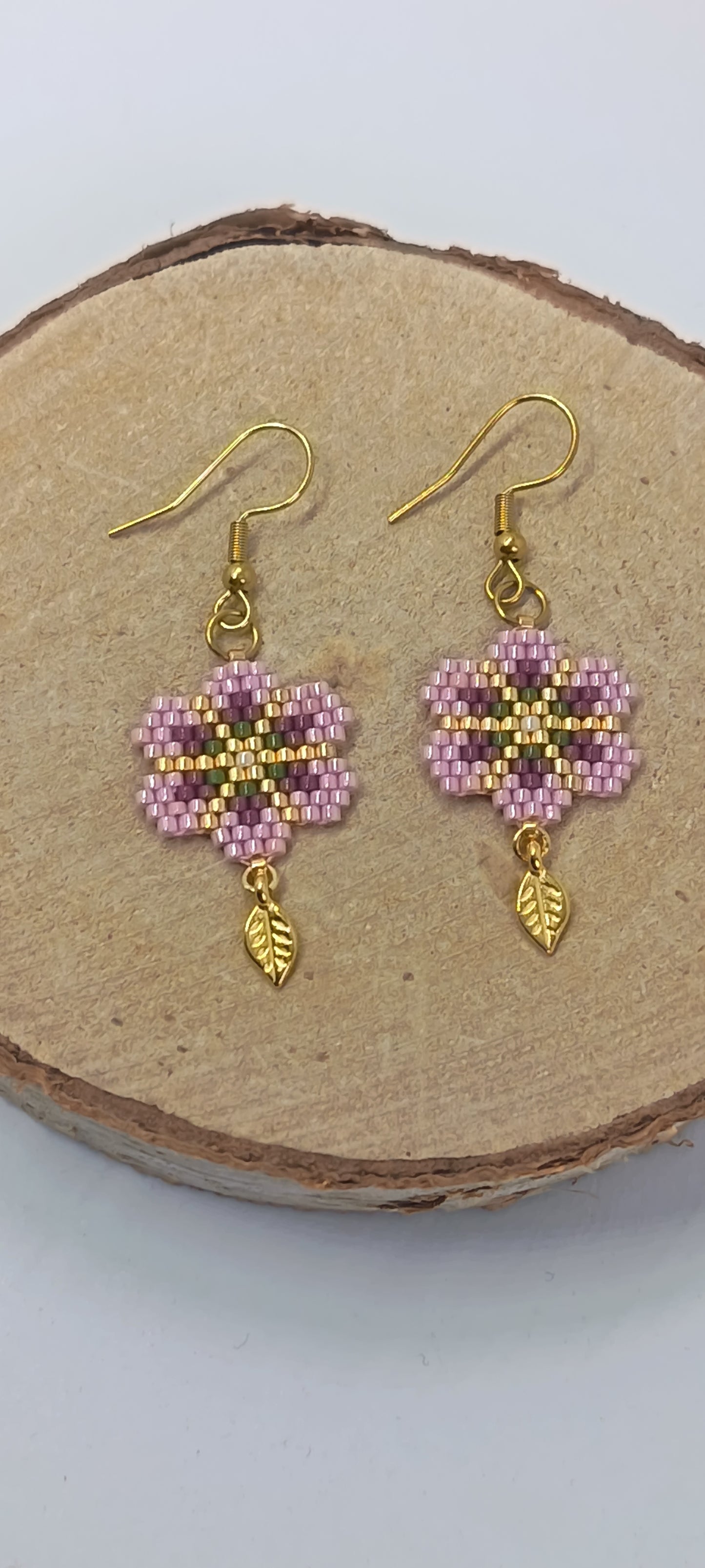 Boucles d'oreilles fleur et feuille or Hortense