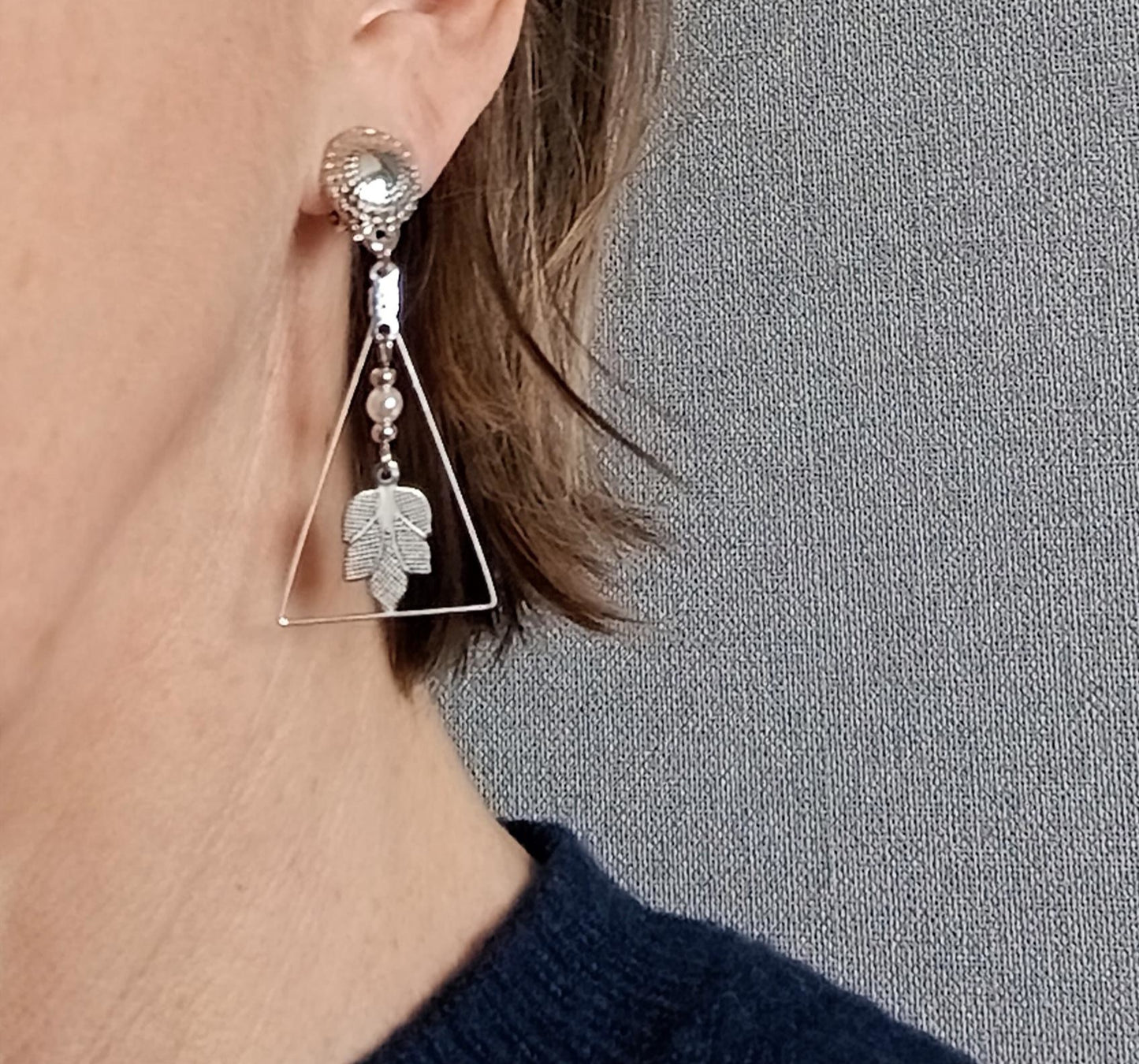 Clips d'oreilles plaqué argent et acier ANNICK