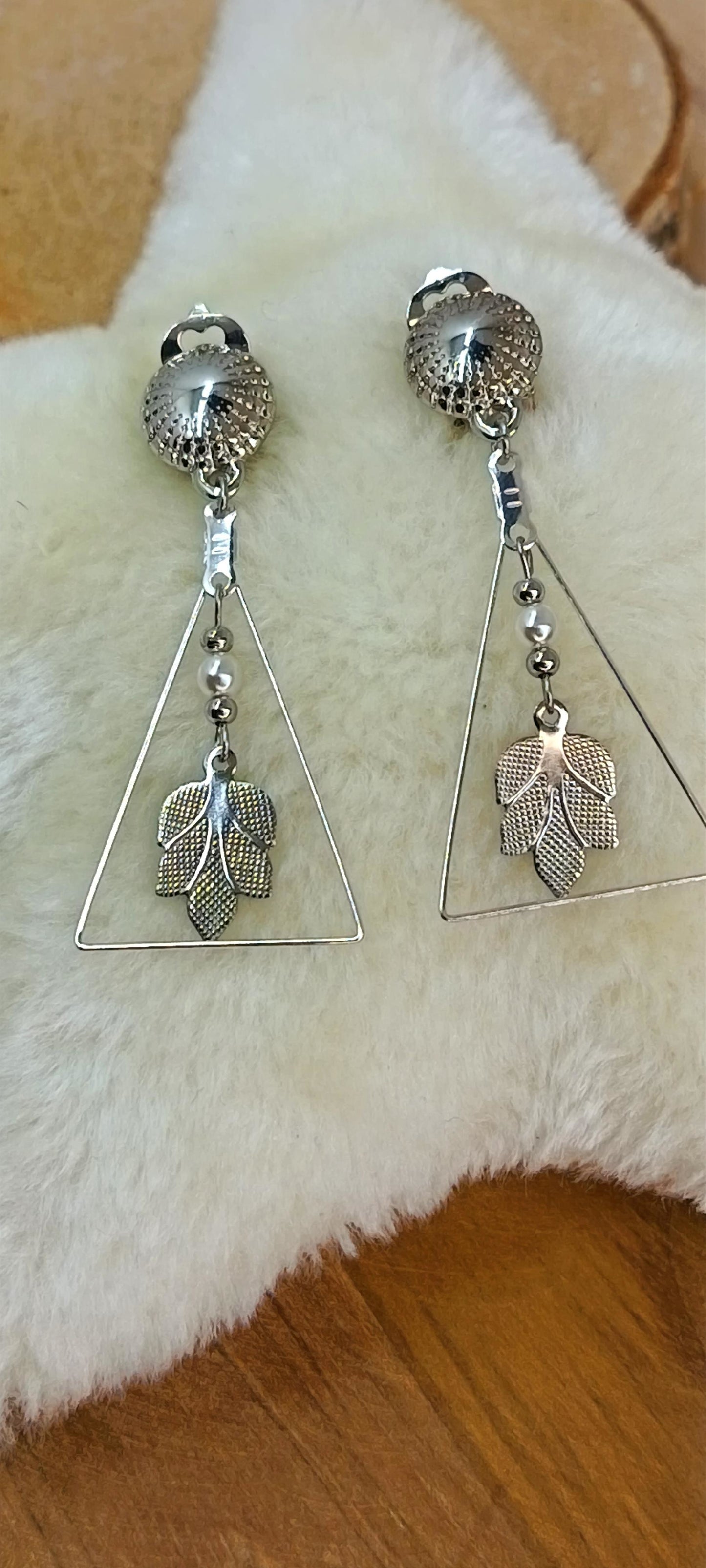 Clips d'oreilles plaqué argent et acier ANNICK