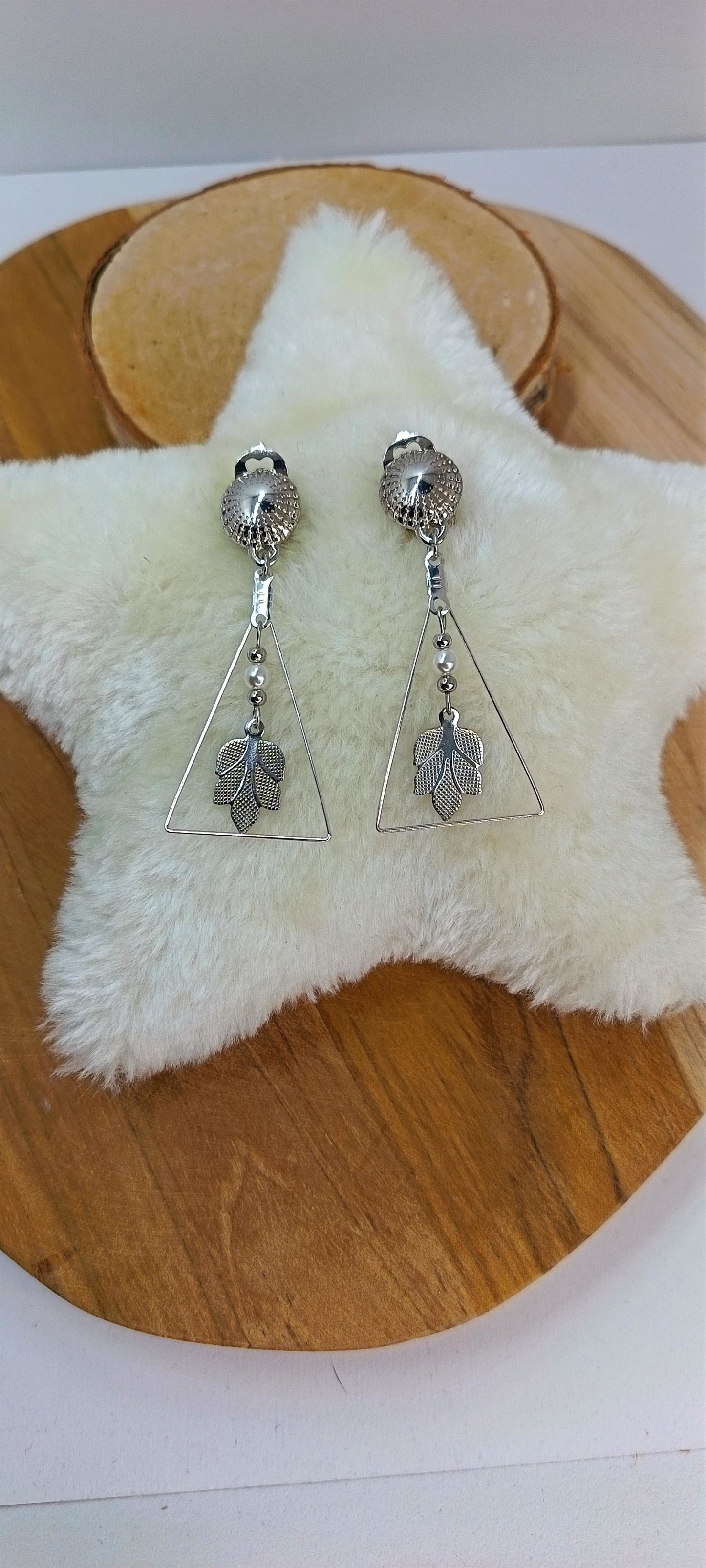 Clips d'oreilles plaqué argent et acier ANNICK