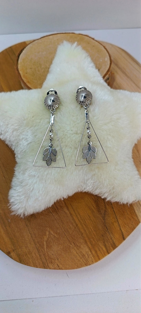 Clips d'oreilles plaqué argent et acier ANNICK