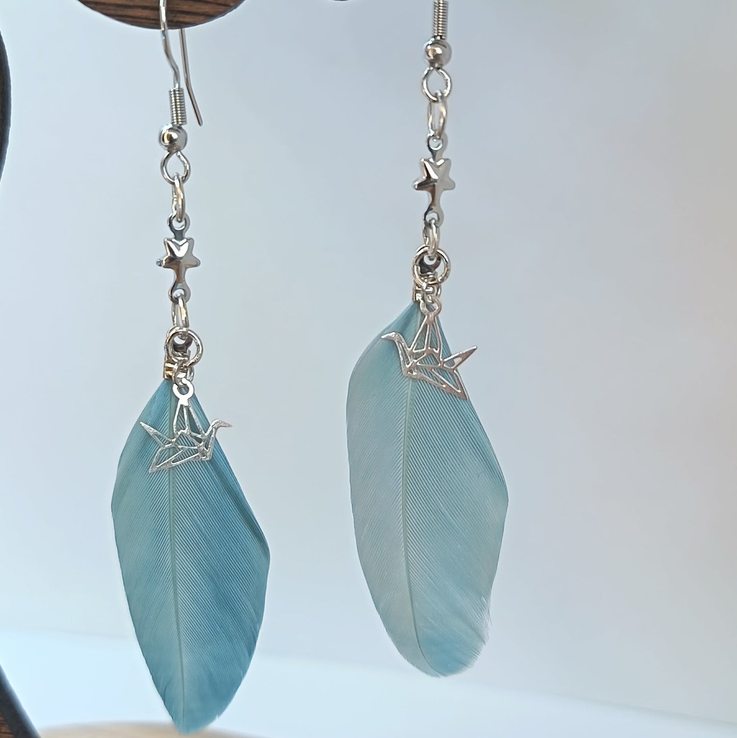 Boucles d'oreilles plume et origami SIXTINE