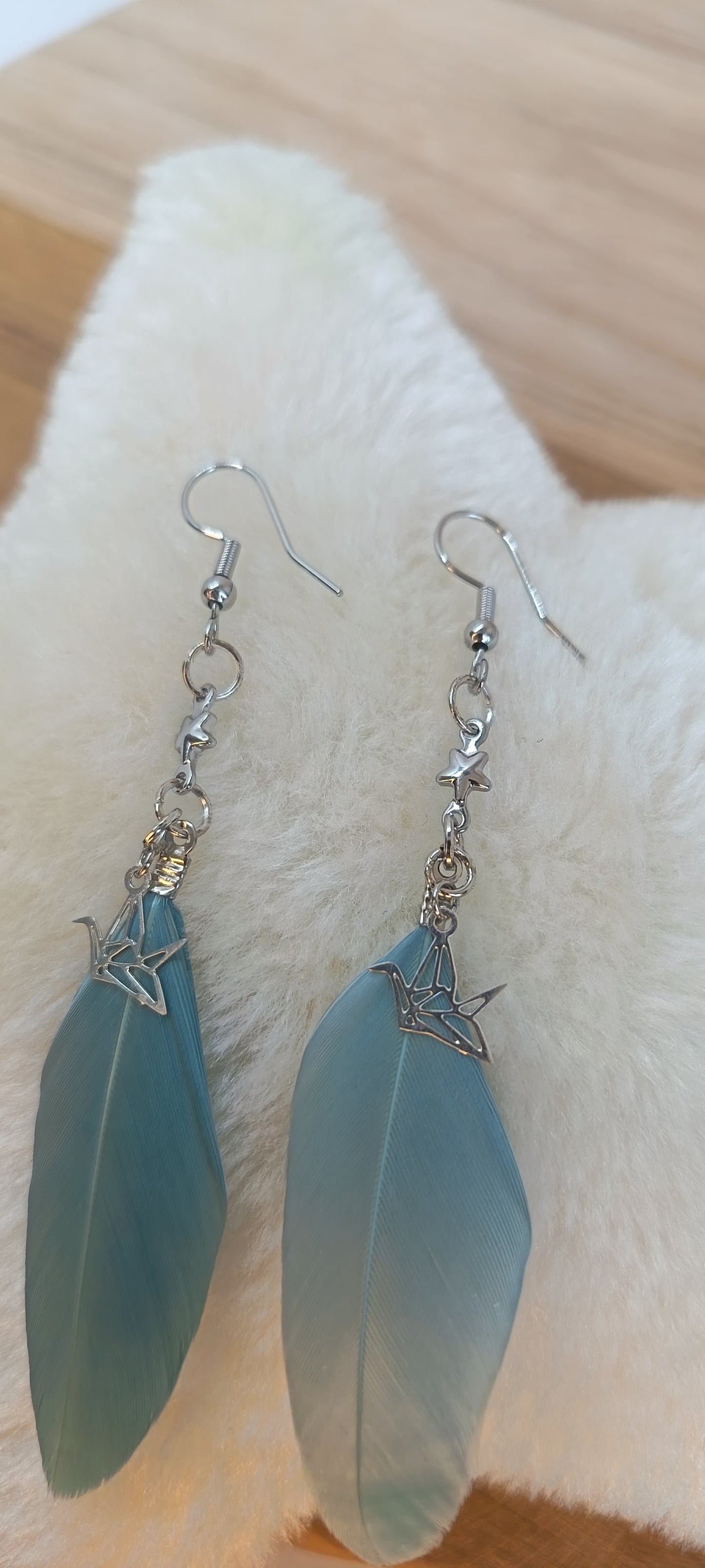 Boucles d'oreilles plume et origami SIXTINE