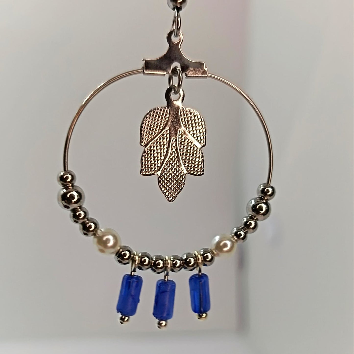 Boucles d'oreilles créoles acier et perles OPHELIA
