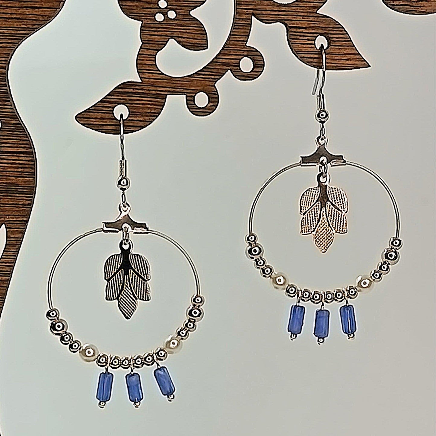 Boucles d'oreilles créoles acier et perles OPHELIA