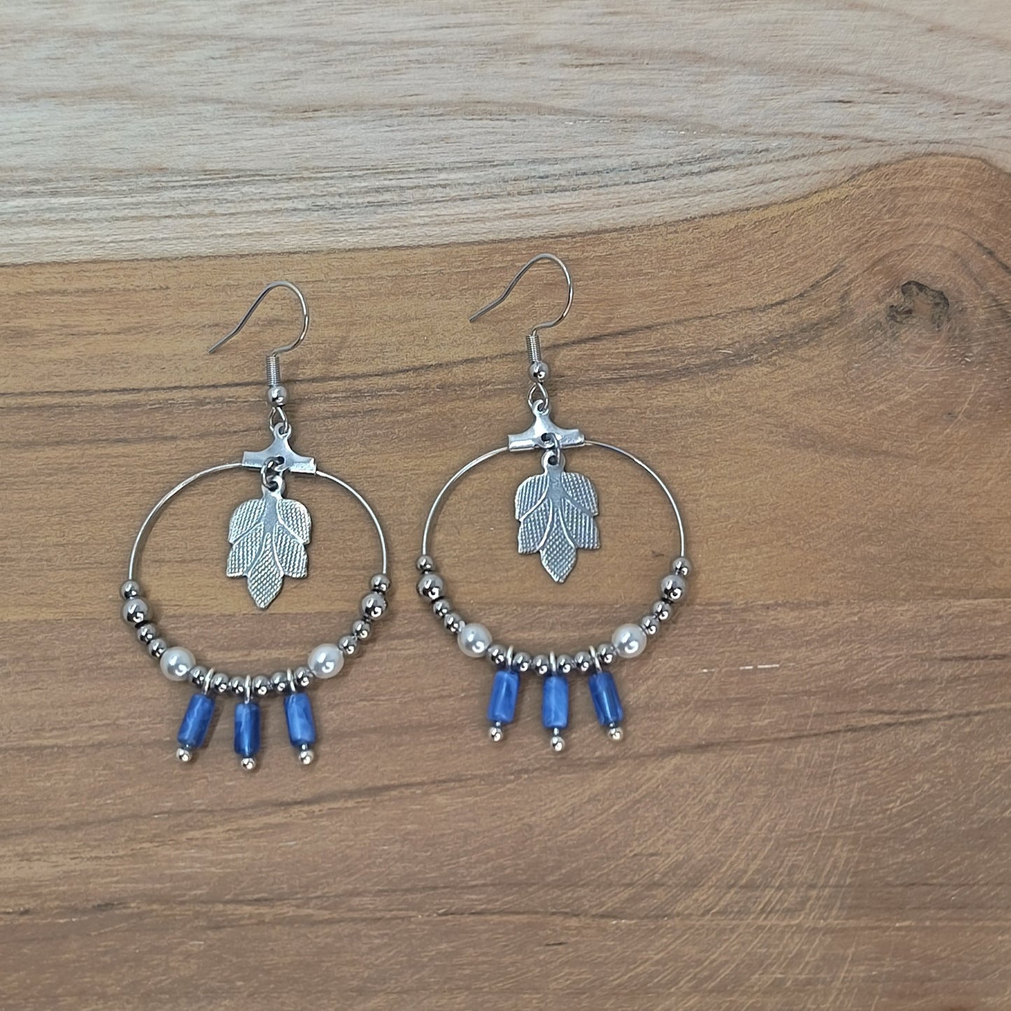 Boucles d'oreilles créoles acier et perles OPHELIA